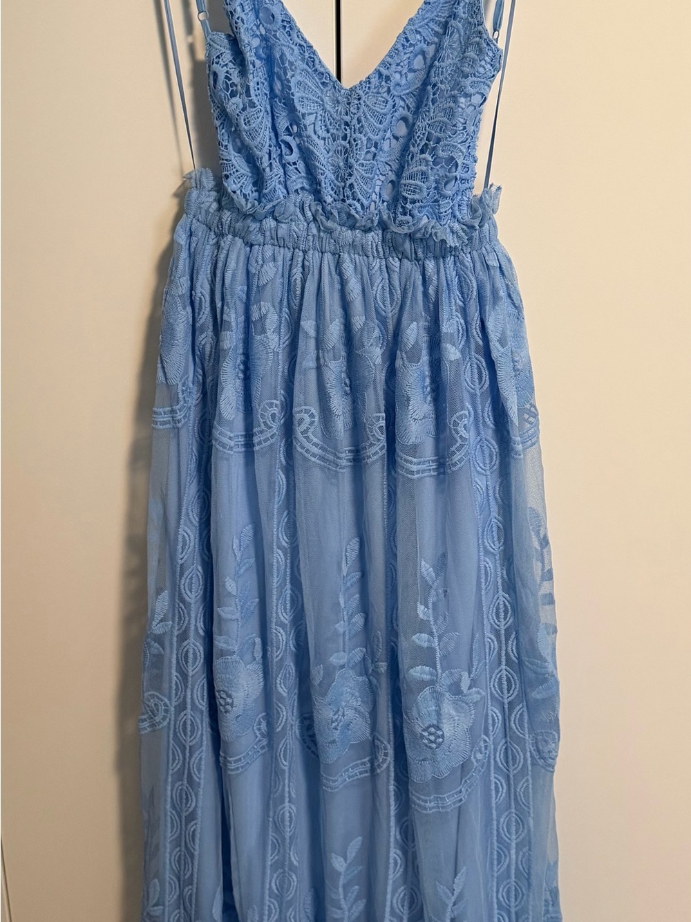 Maternity & Postpartum Lace Maxi Dress - Light Blue